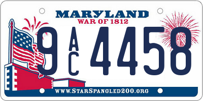 MD license plate 9AC4458