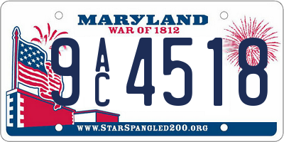 MD license plate 9AC4518