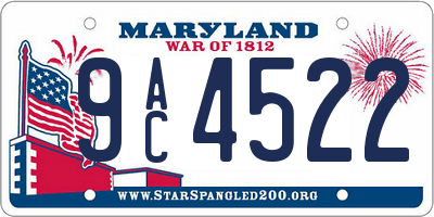 MD license plate 9AC4522