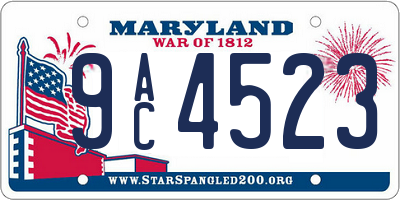 MD license plate 9AC4523