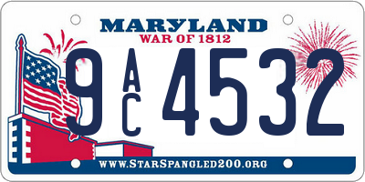 MD license plate 9AC4532