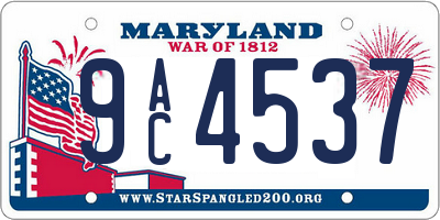MD license plate 9AC4537