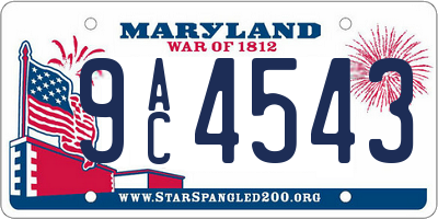 MD license plate 9AC4543