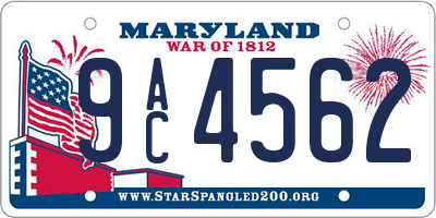 MD license plate 9AC4562