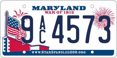 MD license plate 9AC4573