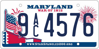 MD license plate 9AC4576