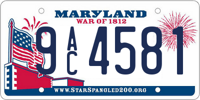 MD license plate 9AC4581