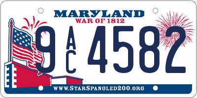MD license plate 9AC4582