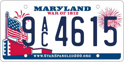 MD license plate 9AC4615