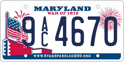 MD license plate 9AC4670