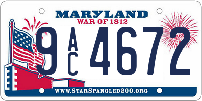 MD license plate 9AC4672