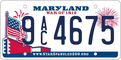 MD license plate 9AC4675