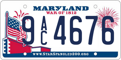 MD license plate 9AC4676