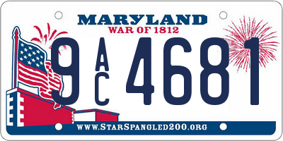 MD license plate 9AC4681