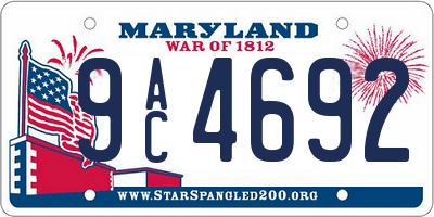 MD license plate 9AC4692