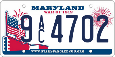 MD license plate 9AC4702