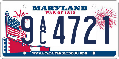 MD license plate 9AC4721