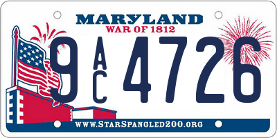 MD license plate 9AC4726