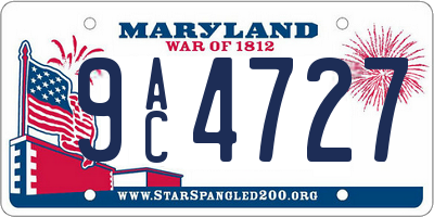 MD license plate 9AC4727