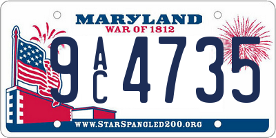 MD license plate 9AC4735