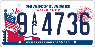 MD license plate 9AC4736