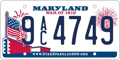 MD license plate 9AC4749