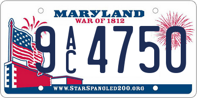 MD license plate 9AC4750
