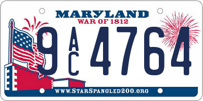 MD license plate 9AC4764