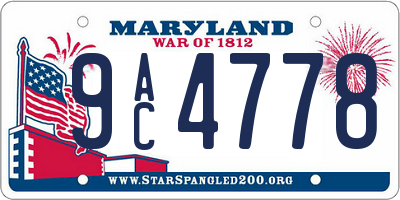 MD license plate 9AC4778