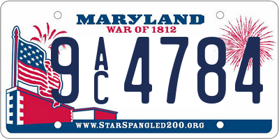 MD license plate 9AC4784