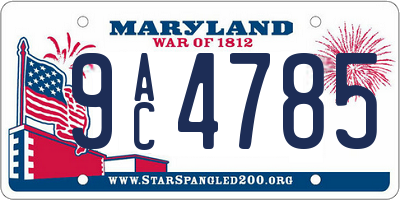 MD license plate 9AC4785