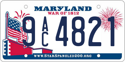 MD license plate 9AC4821