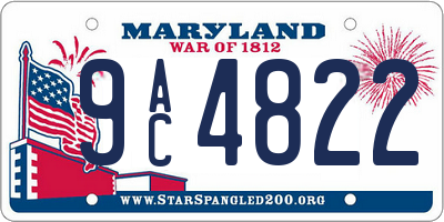 MD license plate 9AC4822