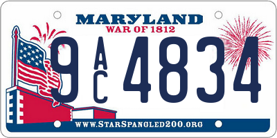 MD license plate 9AC4834