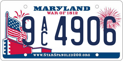 MD license plate 9AC4906