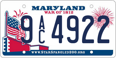 MD license plate 9AC4922