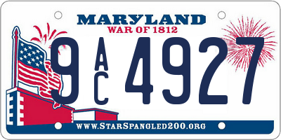 MD license plate 9AC4927