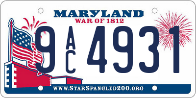 MD license plate 9AC4931