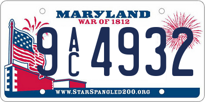 MD license plate 9AC4932