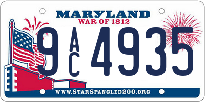 MD license plate 9AC4935