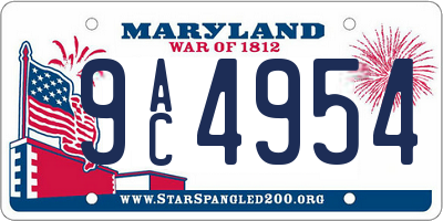 MD license plate 9AC4954