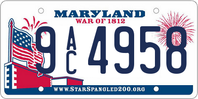 MD license plate 9AC4958