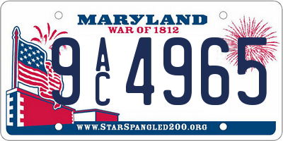 MD license plate 9AC4965