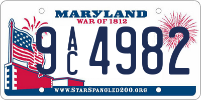 MD license plate 9AC4982