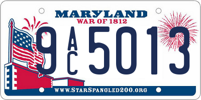 MD license plate 9AC5013