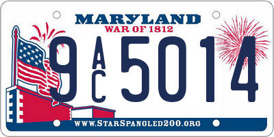 MD license plate 9AC5014