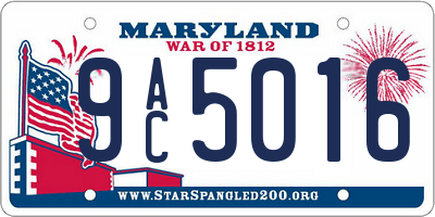 MD license plate 9AC5016