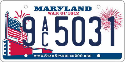 MD license plate 9AC5031