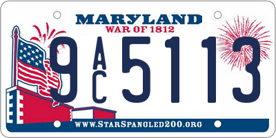MD license plate 9AC5113