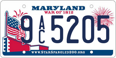MD license plate 9AC5205